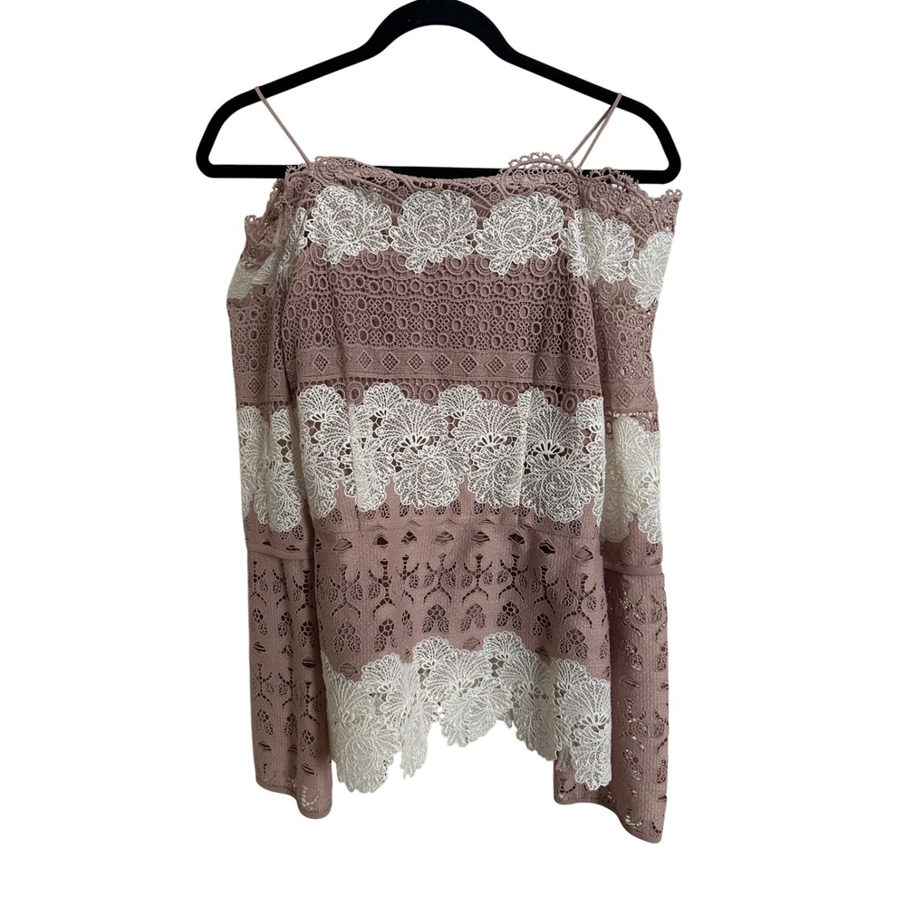 Yigal Azrouel NWT Yaz Lace Off The Shoulder Top Blush Nude